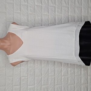 RENUAR White Sheer Sleeveless Tank High-Low Hem Tunic with Cowl Back